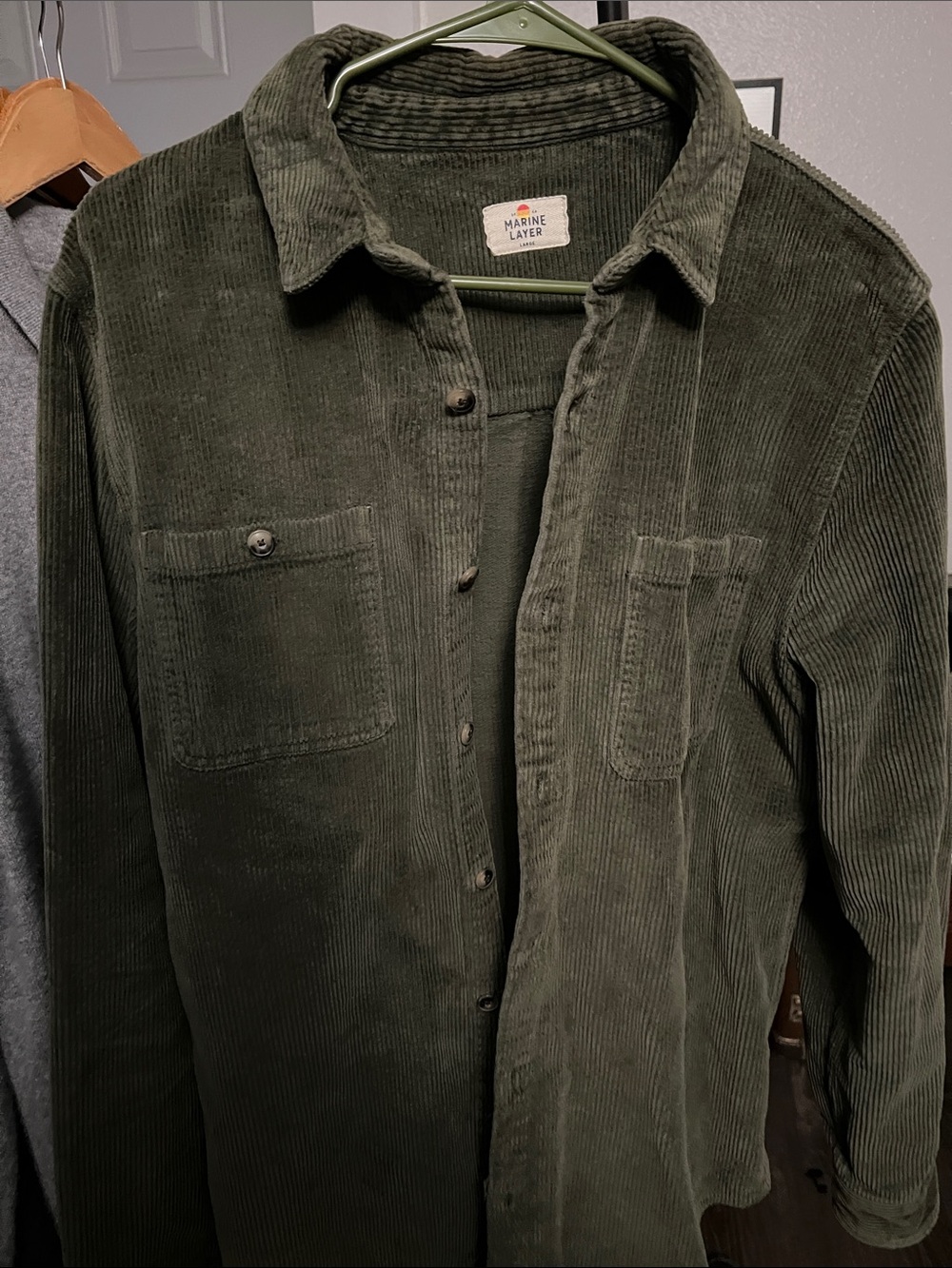 Marine Layer Olive Green Corduroy Shirt Jacket